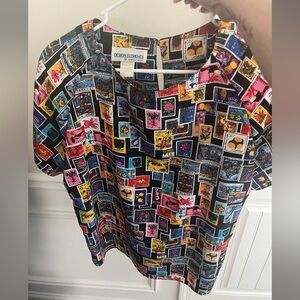 Women's Short Sleeve Vintage Stamp Top size Large